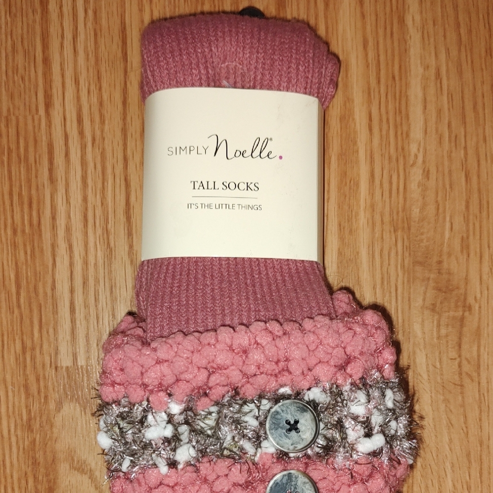 Simply Noelle Rose Tall Socks with Button Accents